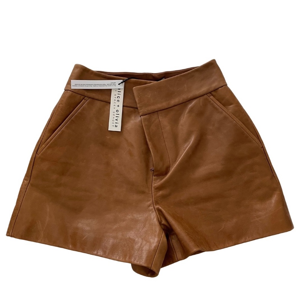 ALICE + OLIVIA - NWT Cognac Brown Cow Leather Shorts (Size 4)
